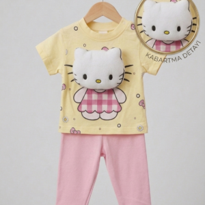Kız Bebek Kabartmalı Günlük Takım Hello Kitty Sarı