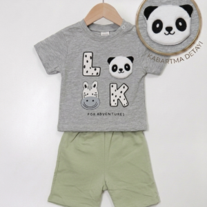 Erkek Kabartmalı Günlük Takım Panda İnek